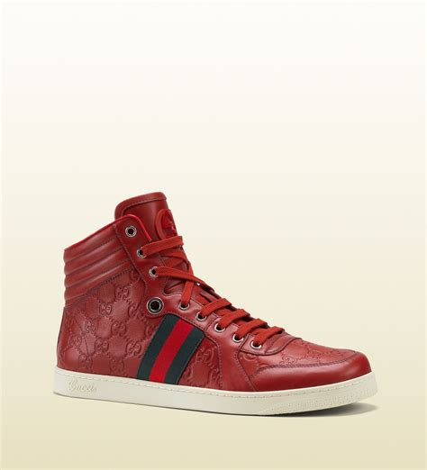 gucci mens shoes red high top sneaker|gucci high top sneakers sale.